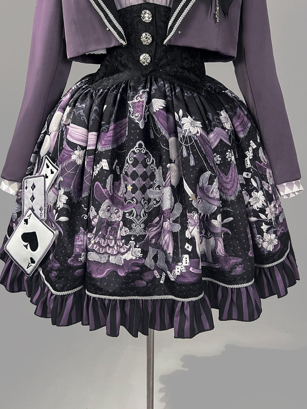 Jing Mu Purple Magic Circus Print Lolita Puff Jsk Blazer Shirt Women's Skirt Sets