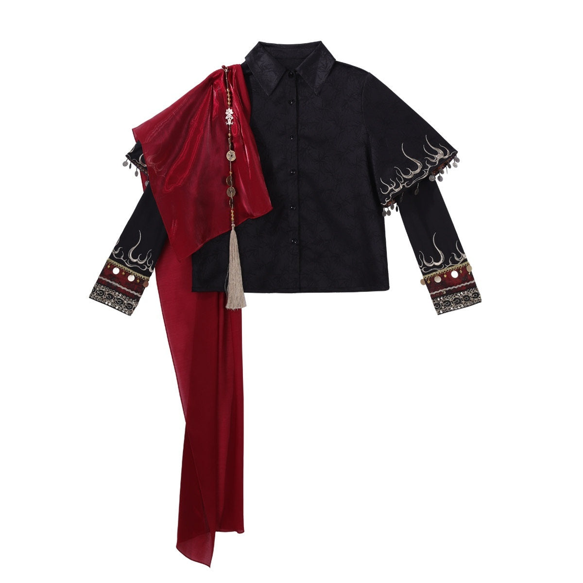 Jing_Mu_Red_Black_Flame_Dragon_Mamian_Chinese_Han_Elements_Women's_Polyester_Skirt_Sets_897344424715_MISSTT