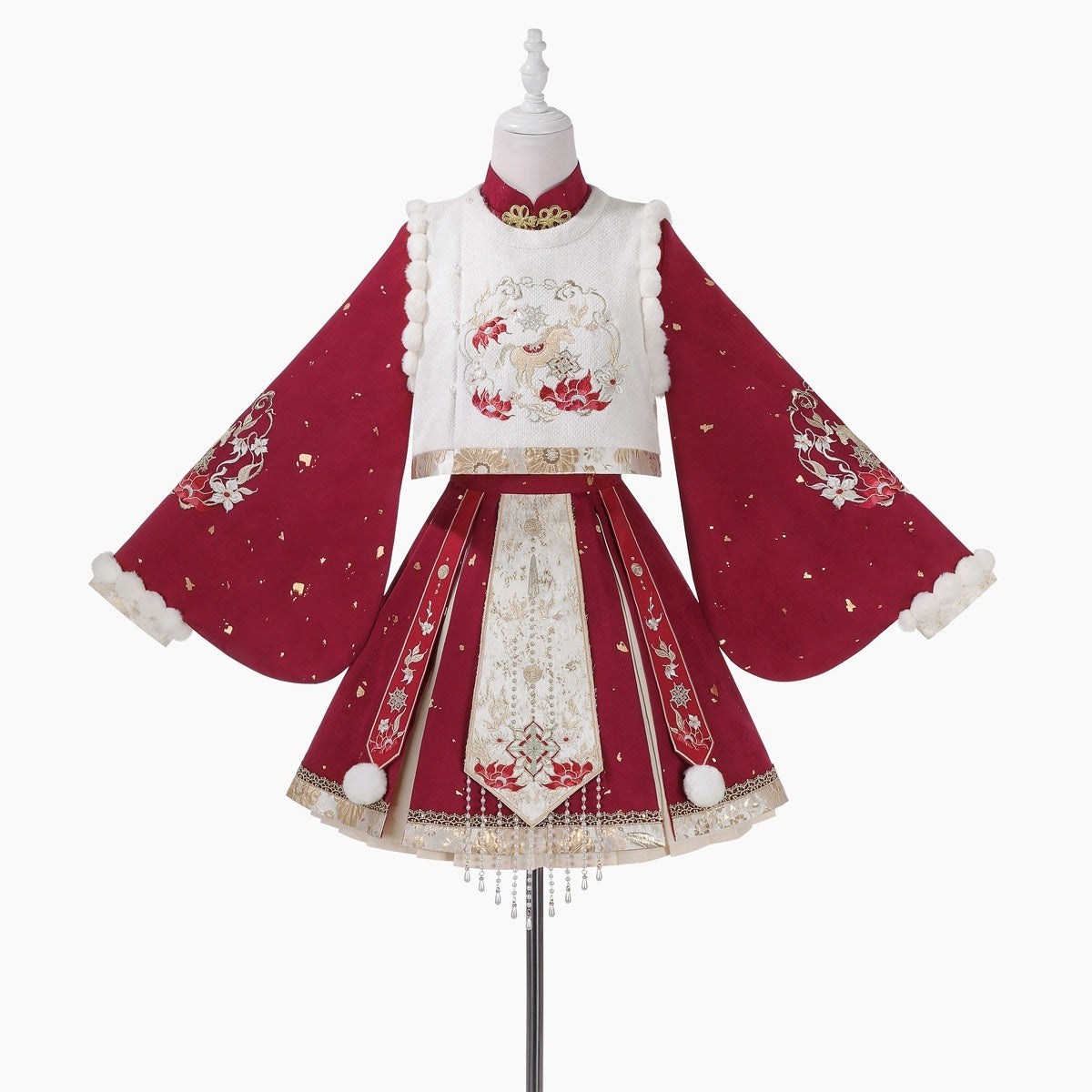 Jing_Mu_Red_Chinese_Lolita_Horse_Print_Stand_Collar_Vest_Petticoat_Aline_Women's_Op_Sets_1007114673838_MISSTT