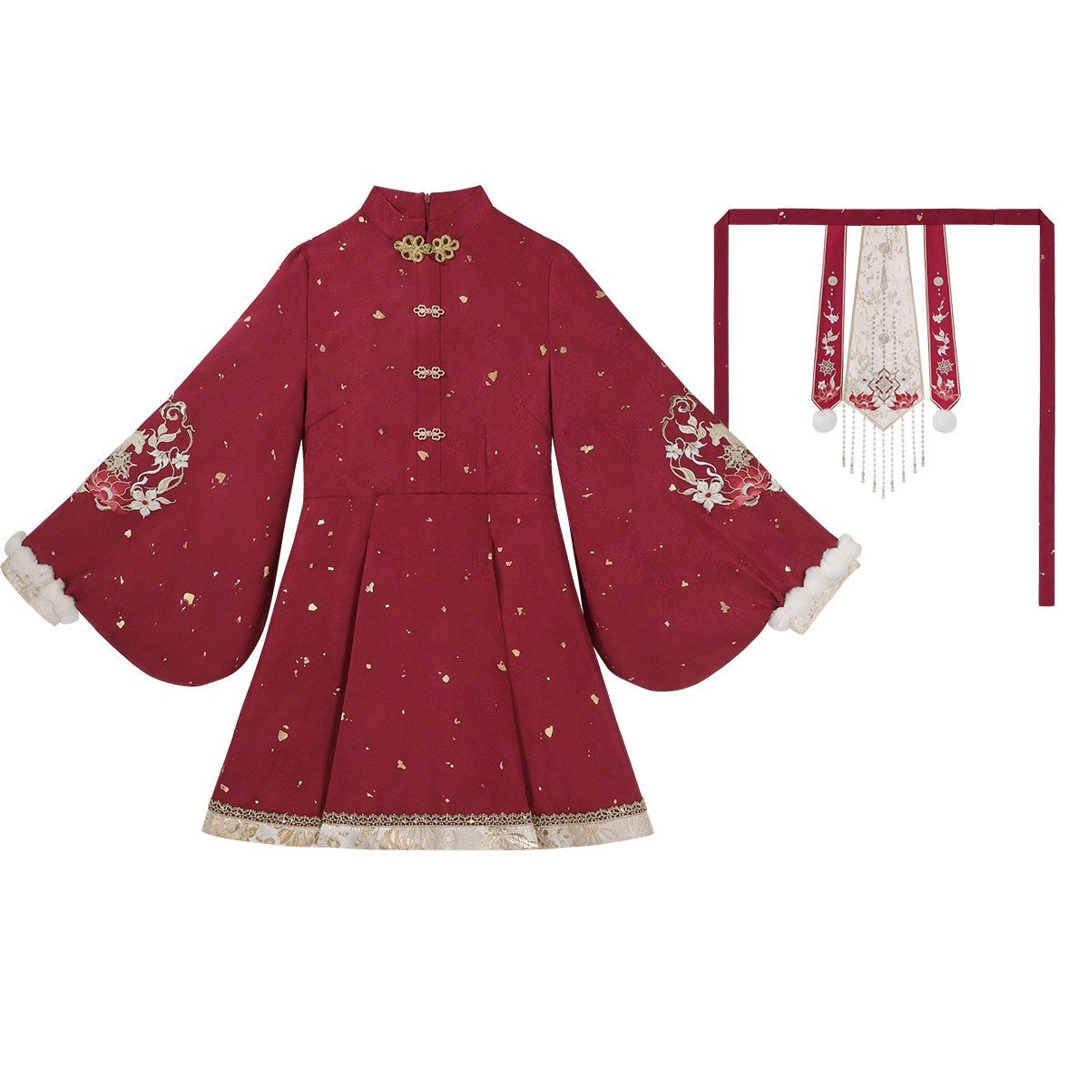 Jing_Mu_Red_Chinese_Lolita_Horse_Print_Stand_Collar_Vest_Petticoat_Aline_Women's_Op_Sets_1007114673838_MISSTT