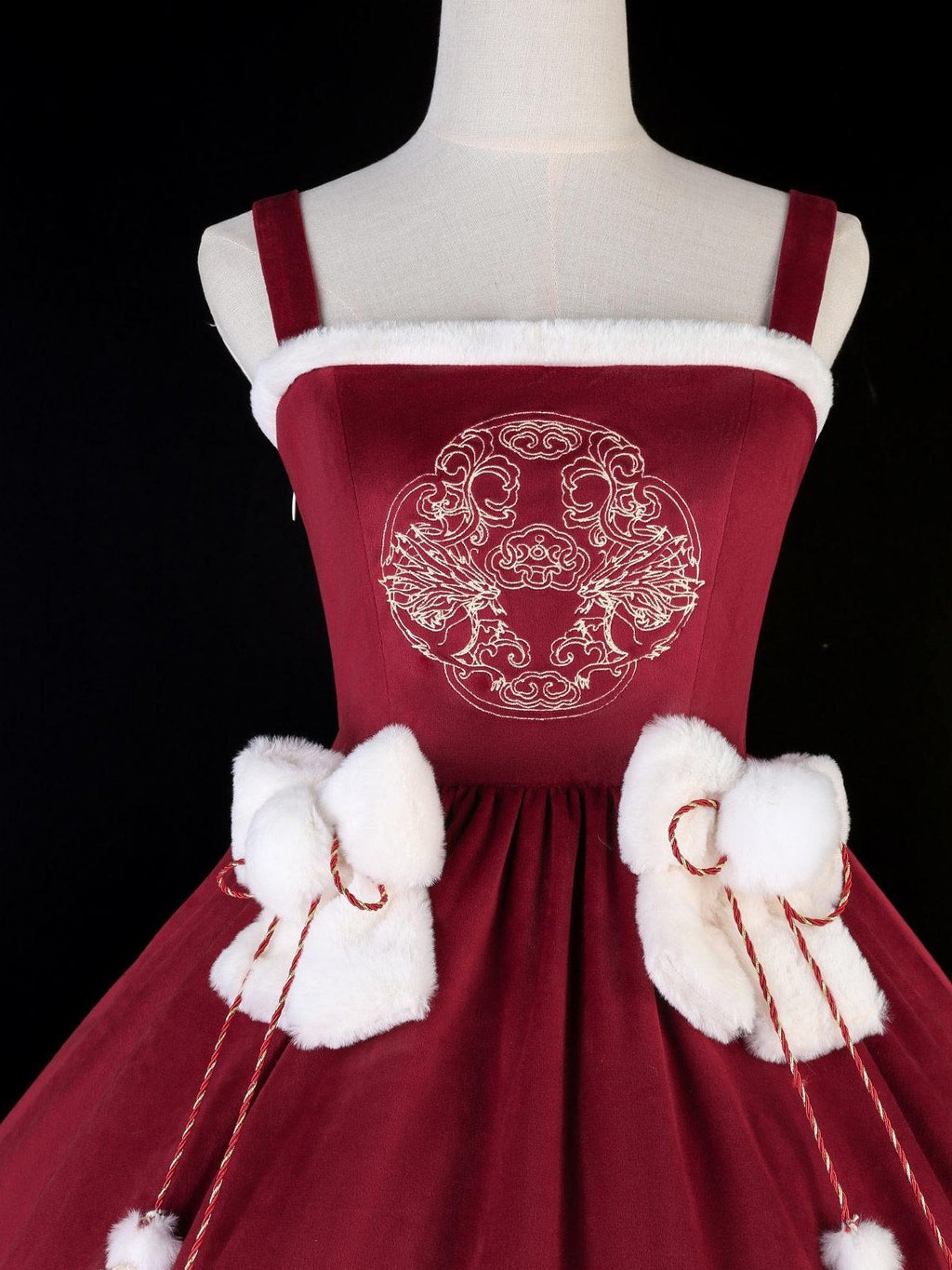 Jing Mu Red Chinese Style Stand Collar Lolita Jsk Two Piece Women's Op Sets