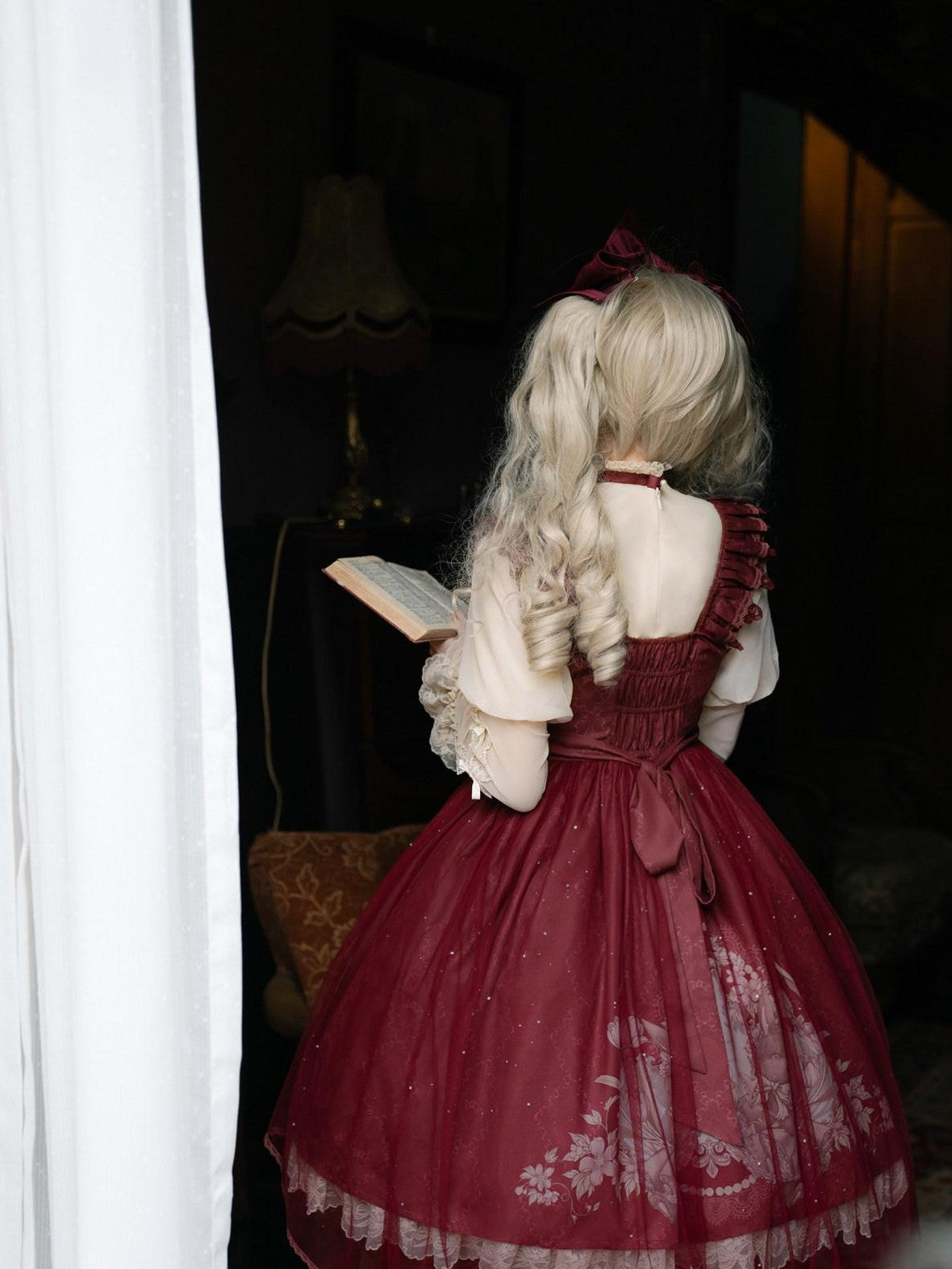 Jing Mu Red Cute Sweet Girlish Lolita Princess Western Dress Women's Jsk Sets