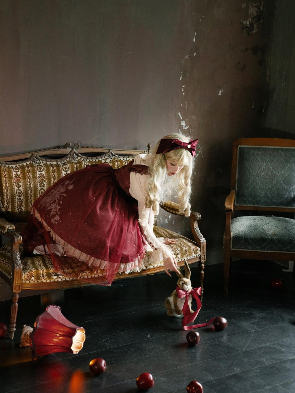 Jing Mu Red Cute Sweet Girlish Lolita Princess Western Dress Women's Jsk Sets