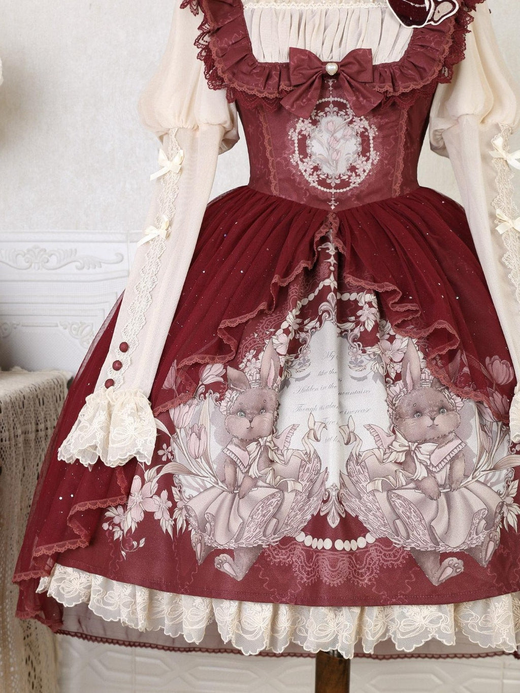 Jing Mu Red Cute Sweet Girlish Lolita Princess Western Dress Women's Jsk Sets