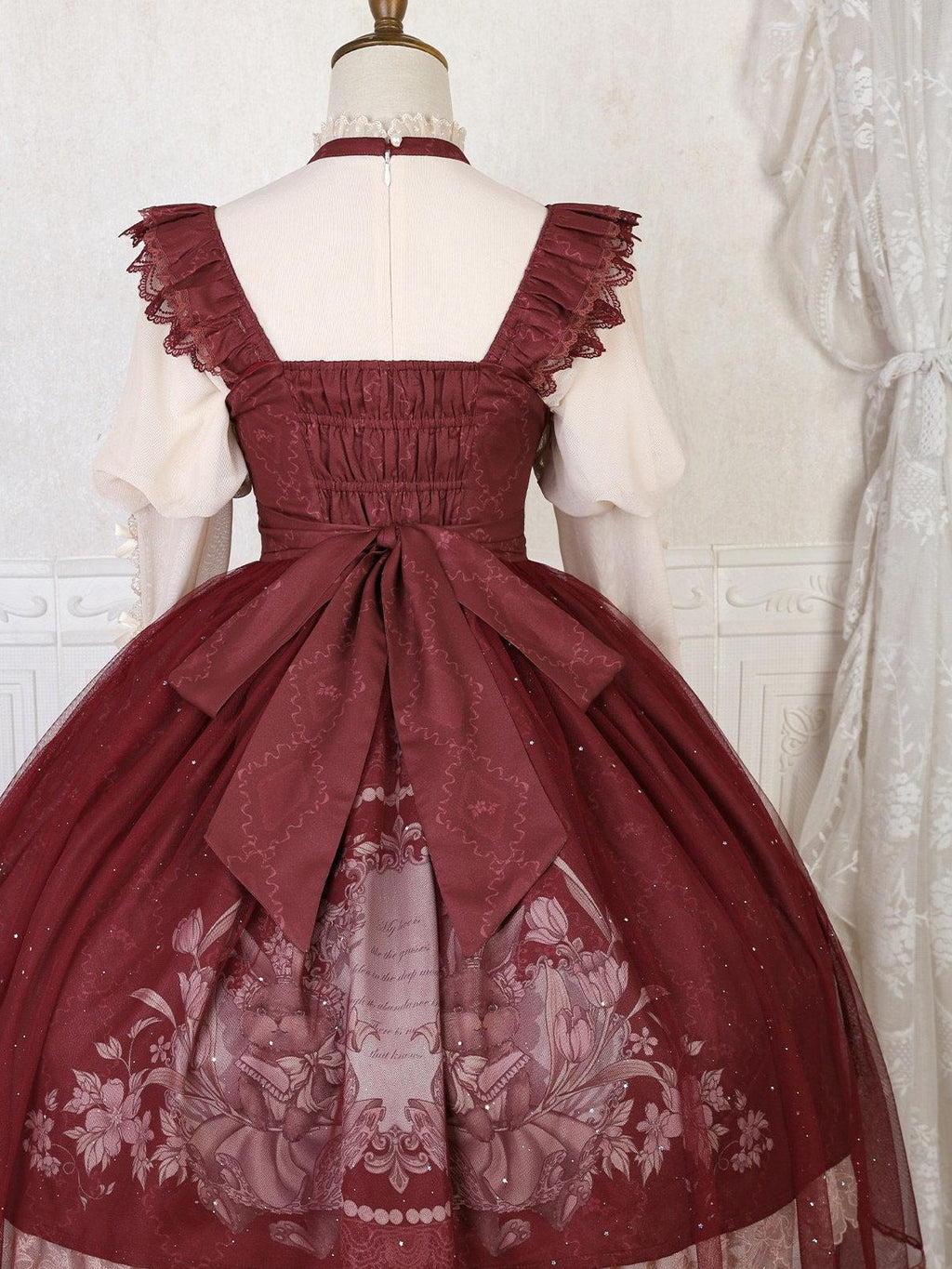 Jing Mu Red Cute Sweet Girlish Lolita Princess Western Dress Women's Jsk Sets