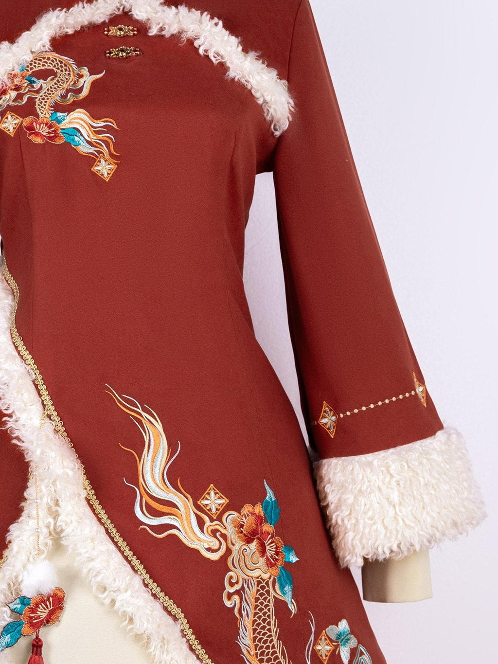 Jing Mu Red Dragon Motif Cheongsam Lolita Shawl Women's Long Sleeve Op