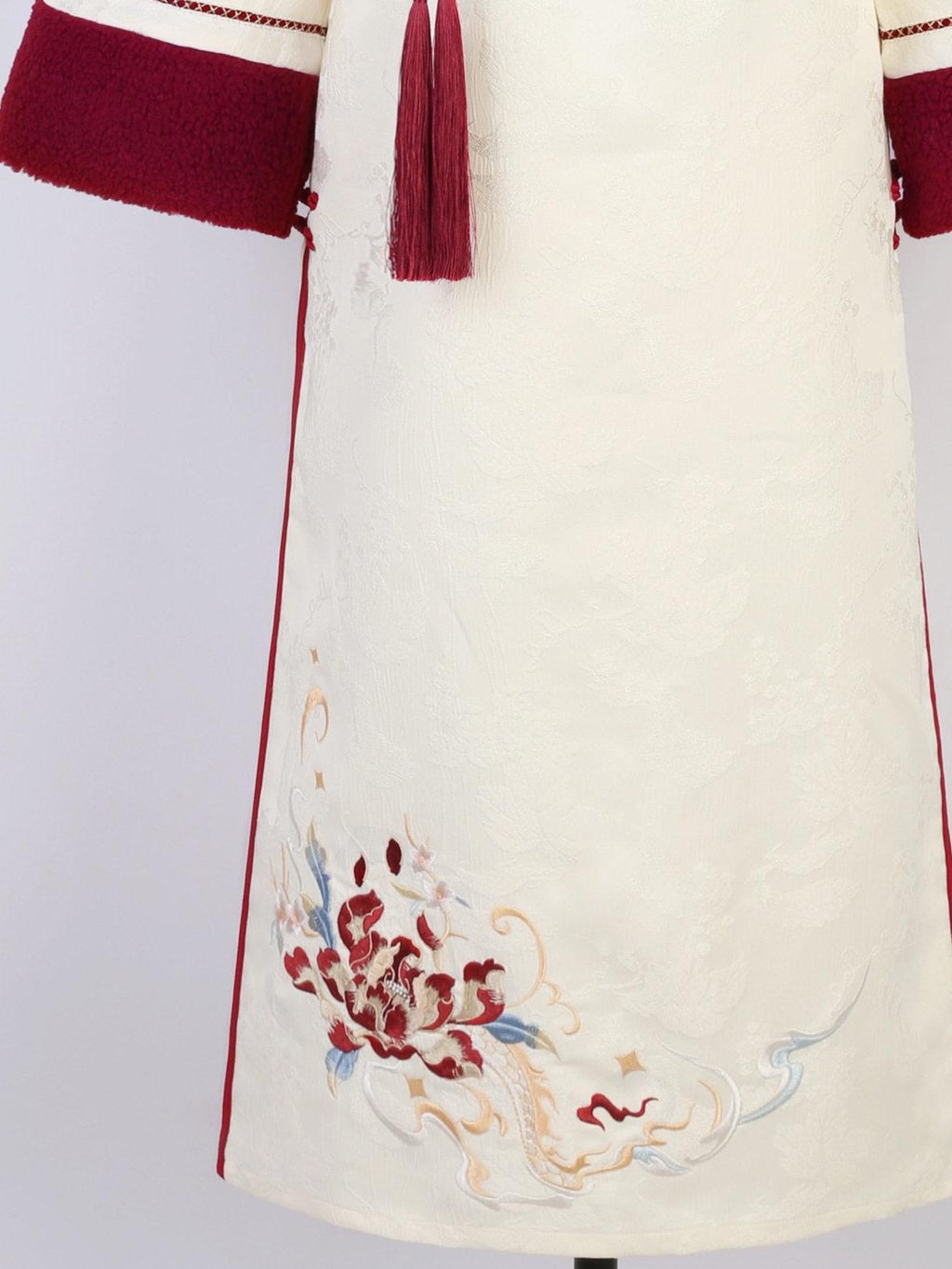 Jing Mu Red Modified Cheongsam Vest Two Piece Bell Sleeve Women's Long Sleeve Op