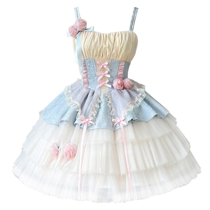 Jing_Mu_Rose_Peach_Lolita_Square_Neck_Slim_Mini_Women's_Polyester_Short_Sleeve_Op_771201269280_MISSTT