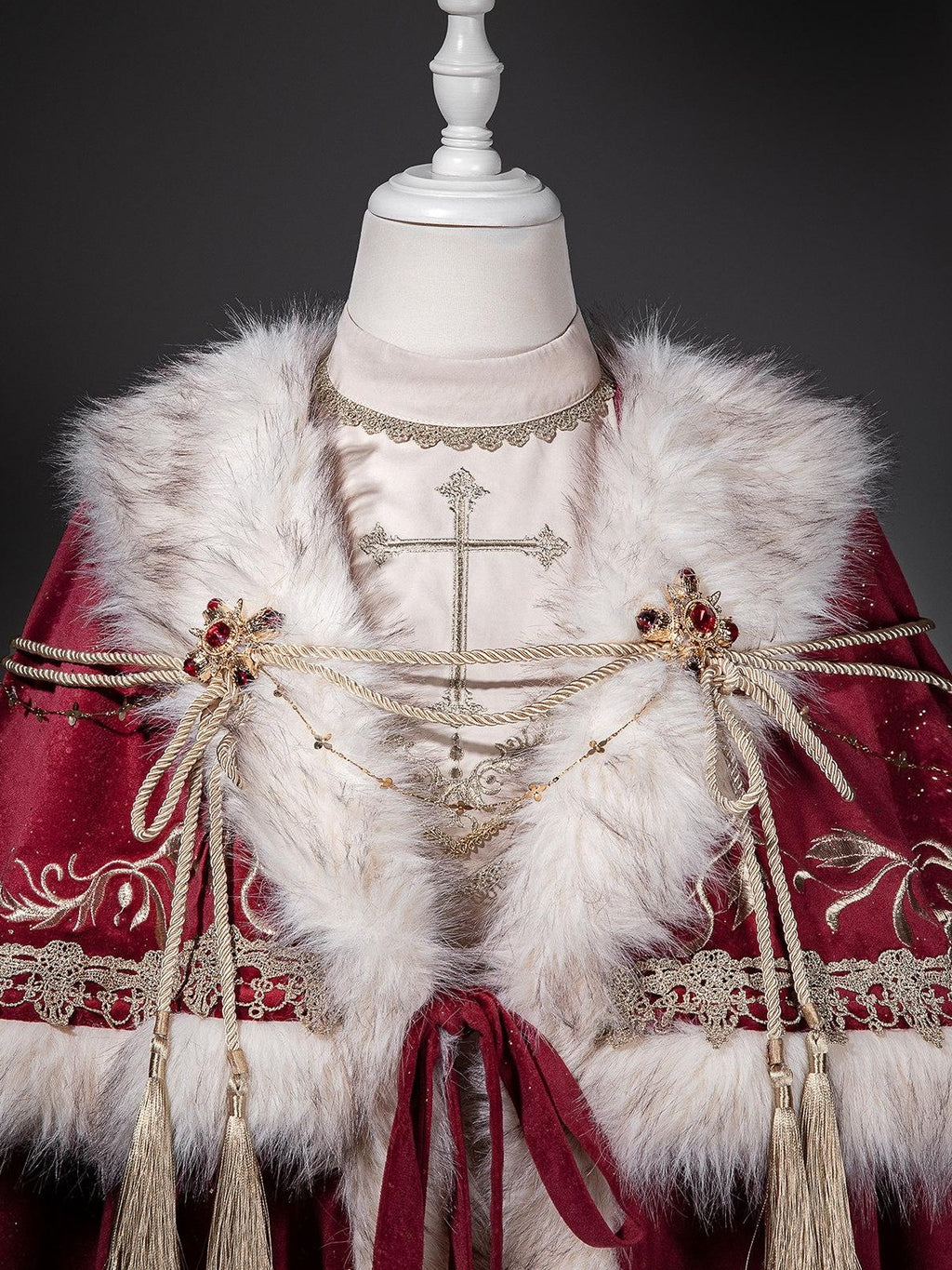 Jing Mu Royal Coronation Cape Stand Collar Flared Lolita Red Women's Op Sets