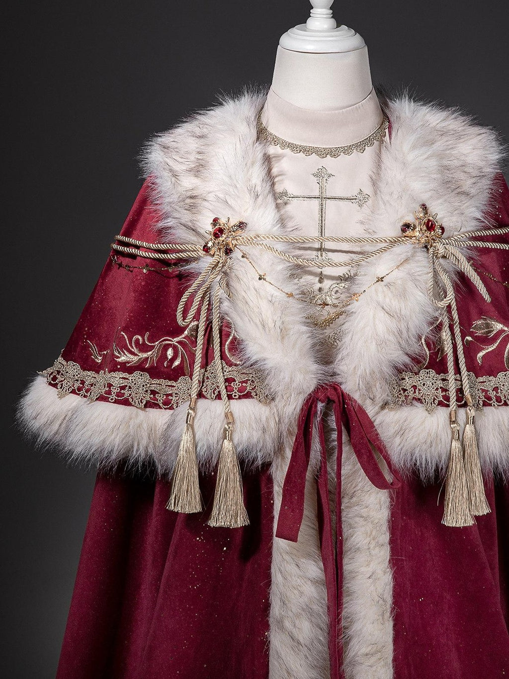 Jing Mu Royal Coronation Cape Stand Collar Flared Lolita Red Women's Op Sets