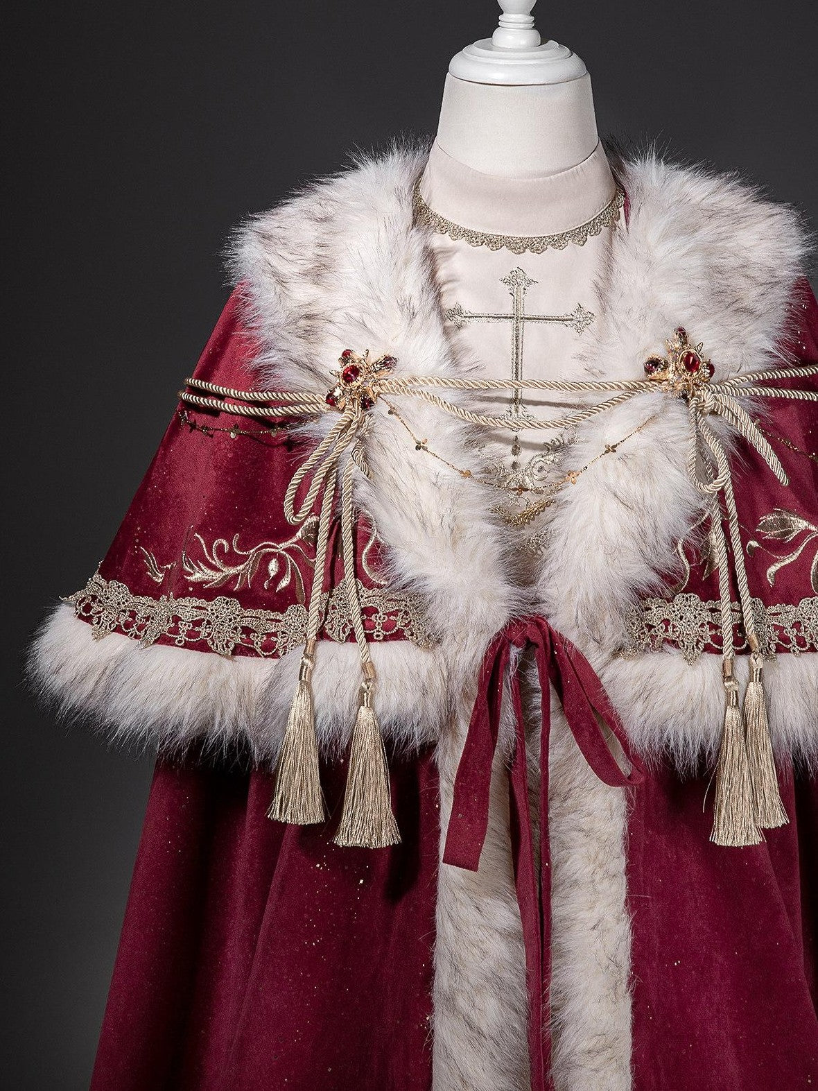 Jing Mu Royal Coronation Cape Stand Collar Flared Lolita Red Women's Op Sets