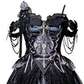 Jing_Mu_Skeletal_Gothic_Lolita_A_Line_Square_Neck_Slim_Fit_Women's_Skirt_Sets_955395004158_MISSTT