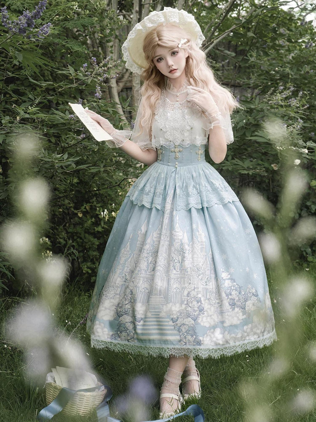 Jing Mu Snow Dream Lolita Regal Cape Camisole A Line Women's Full Coordination Sets