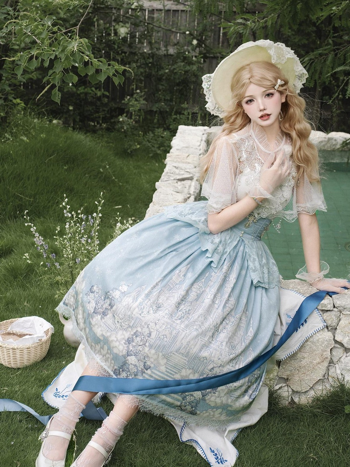 Jing Mu Snow Dream Lolita Regal Cape Camisole A Line Women's Full Coordination Sets