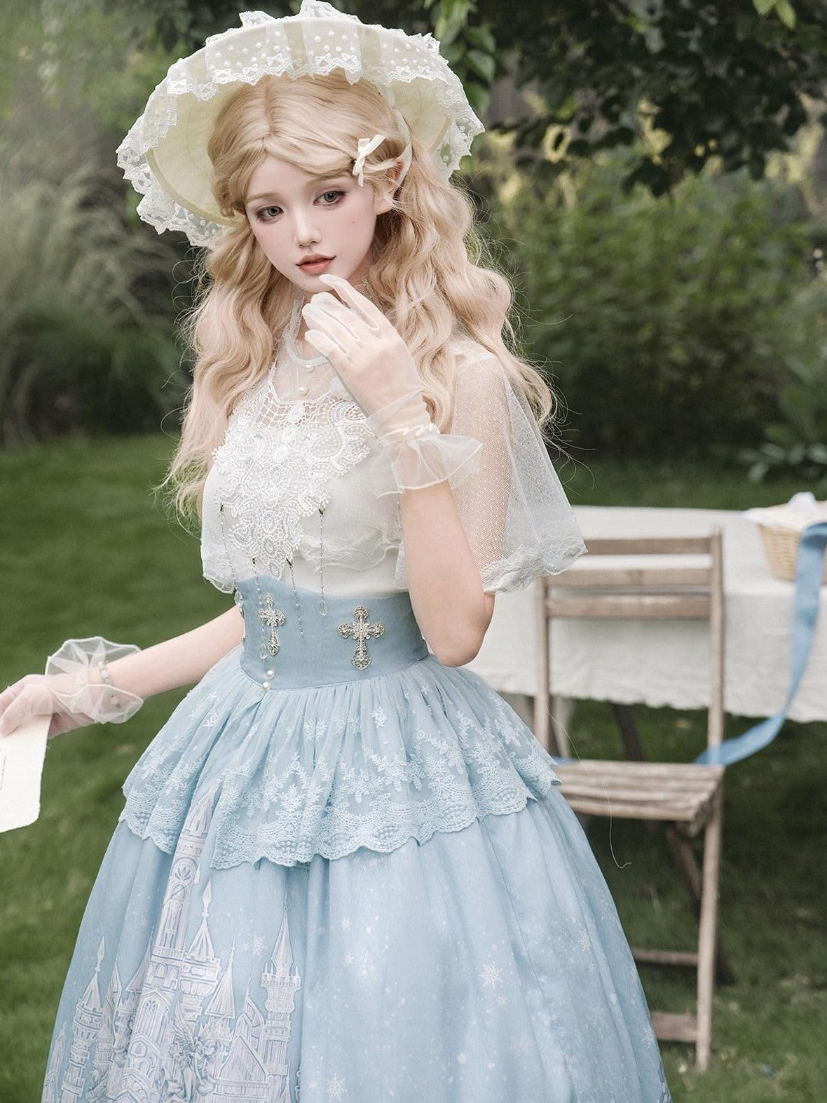 Jing Mu Snow Dream Lolita Regal Cape Camisole A Line Women's Full Coordination Sets
