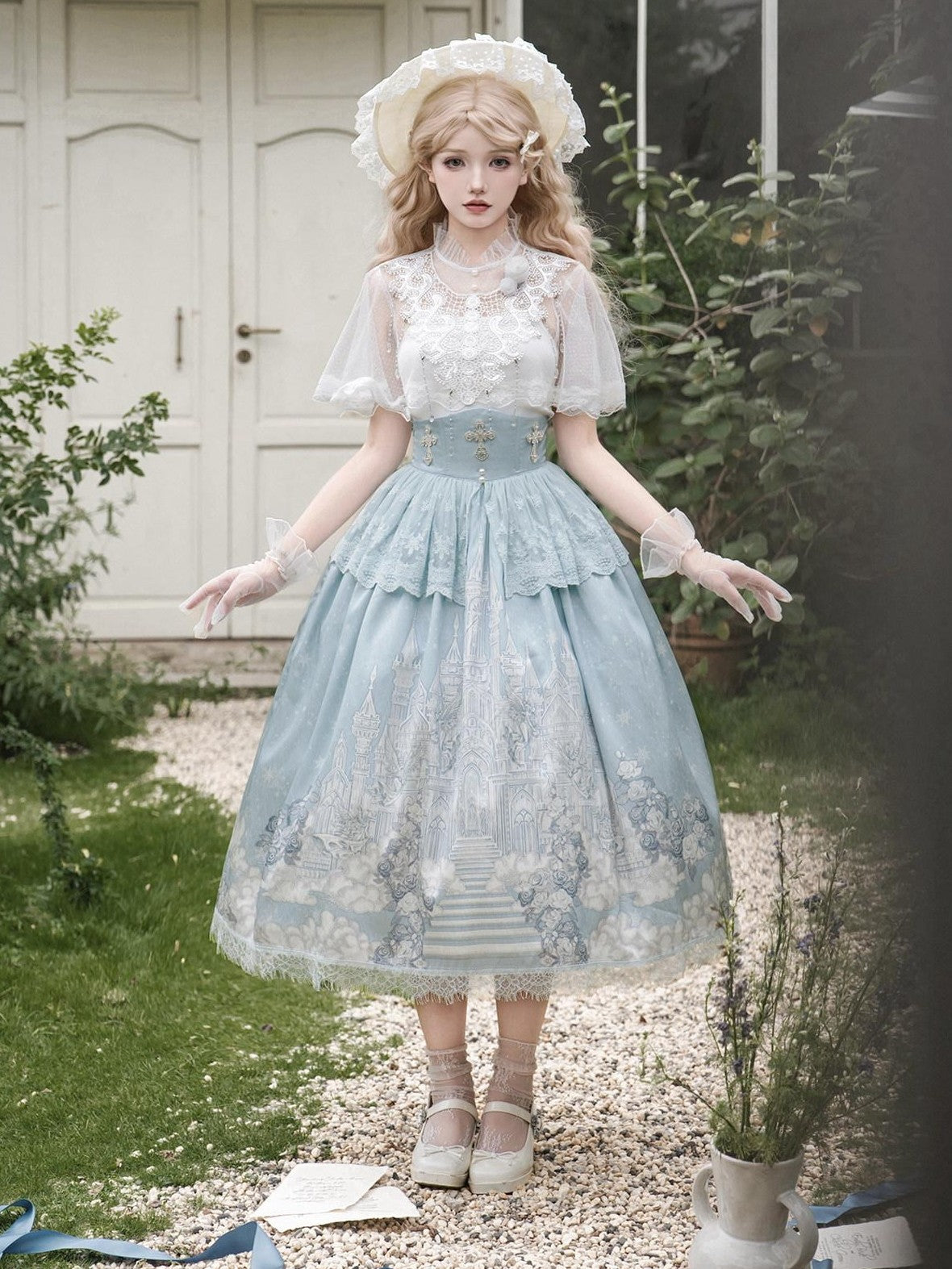 Jing Mu Snow Dream Lolita Regal Cape Camisole A Line Women's Full Coordination Sets