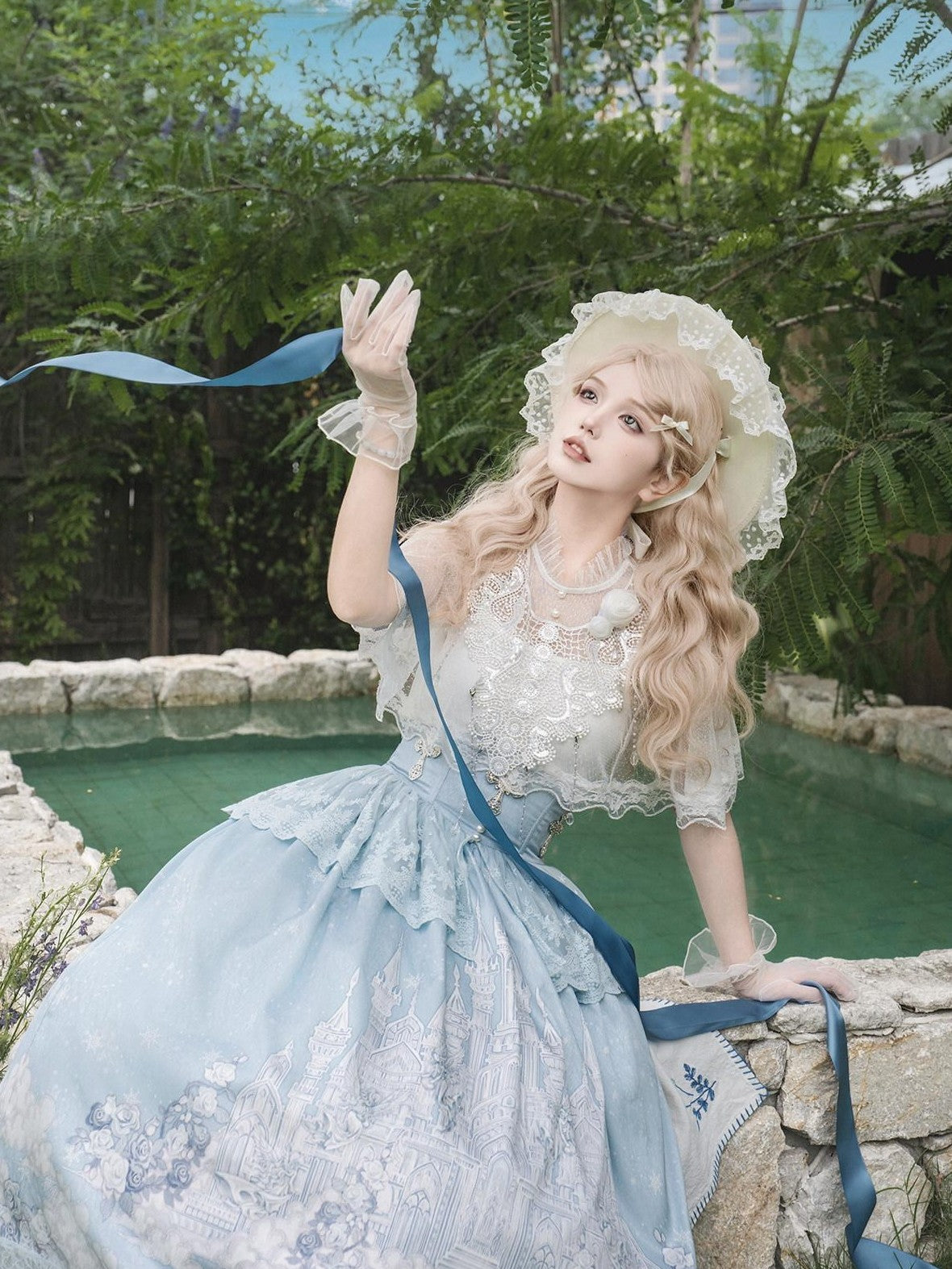 Jing Mu Snow Dream Lolita Regal Cape Camisole A Line Women's Full Coordination Sets