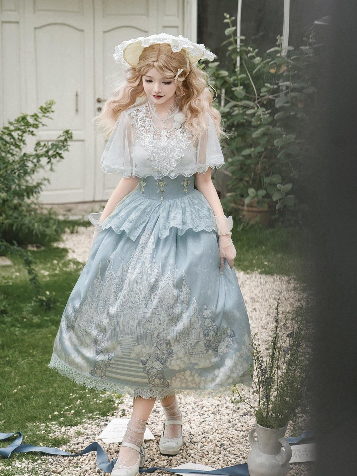 Jing Mu Snow Dream Lolita Regal Cape Camisole A Line Women's Full Coordination Sets