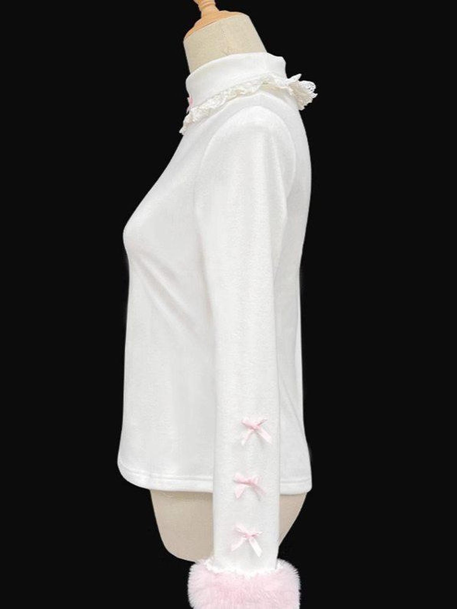 Jing Mu Soft Lolita High Neck Women's Thermal Slim Fit Long Sleeve Cutsews