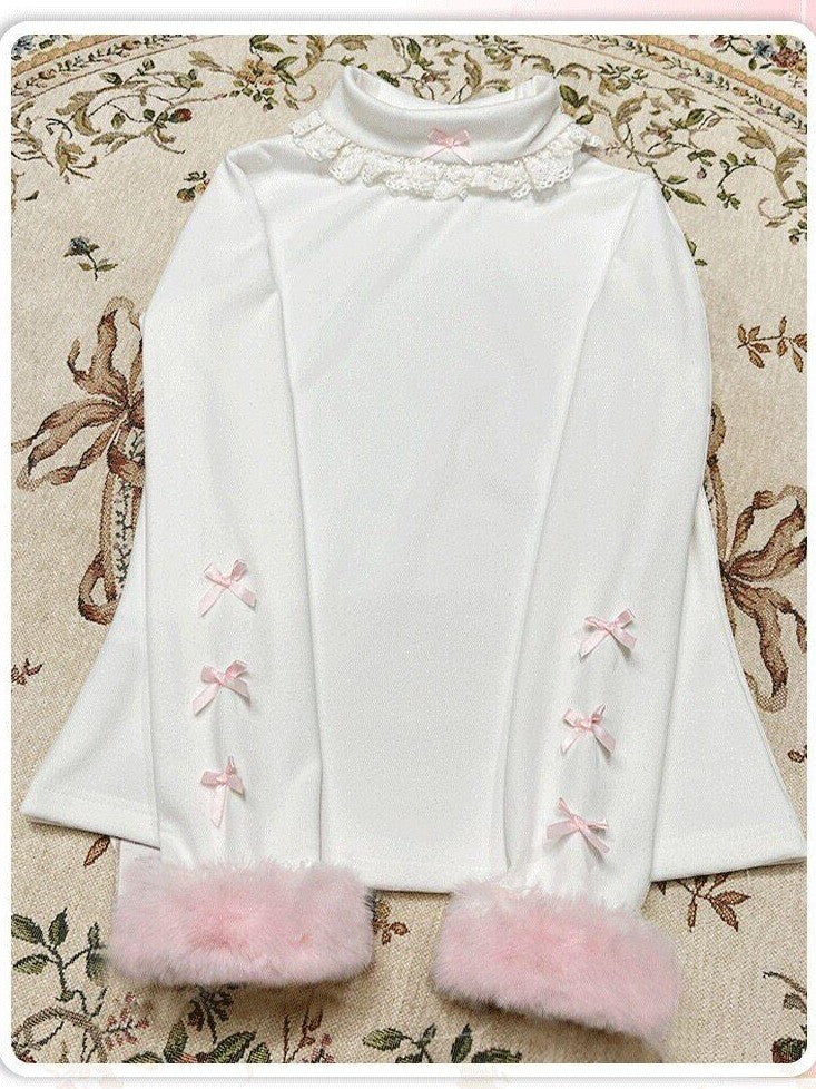 Jing Mu Soft Lolita High Neck Women's Thermal Slim Fit Long Sleeve Cutsews