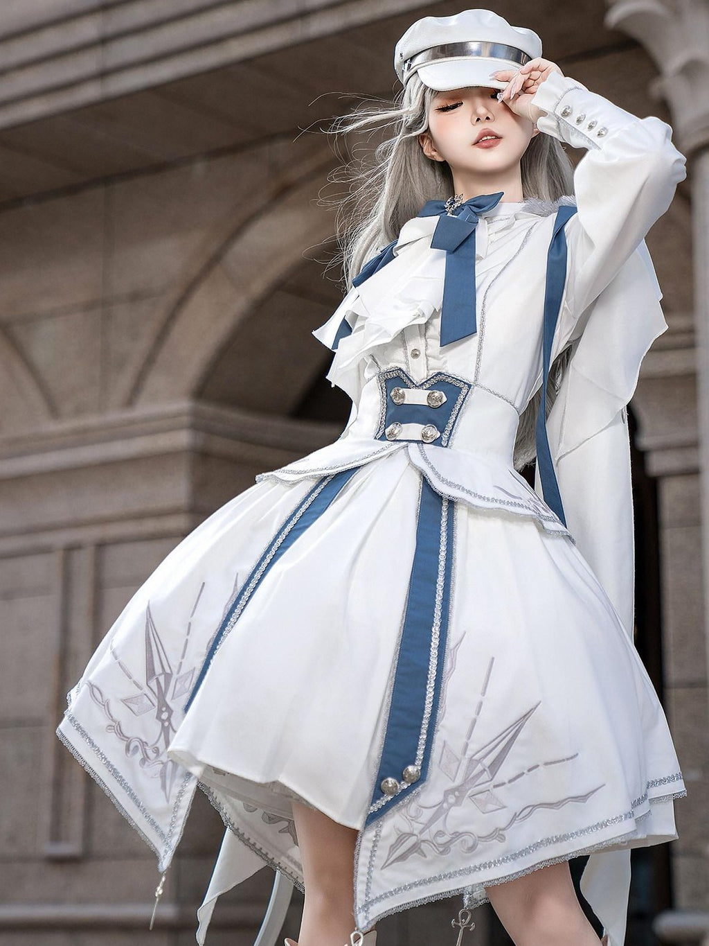 Jing Mu Starlight Knight Lolita Punk Stand Collar Women's Skirt Sets