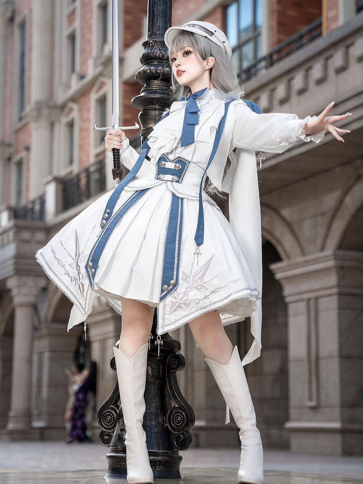 Jing Mu Starlight Knight Lolita Punk Stand Collar Women's Skirt Sets
