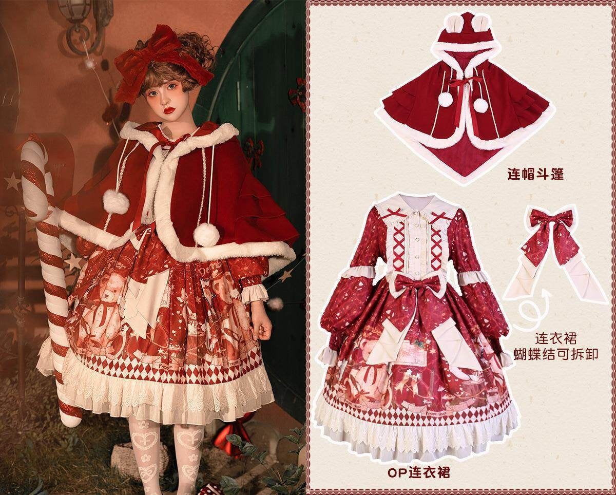 Jing_Mu_Sweet_Red_Doll_Collar_Short_Lolita_Two_Piece_Women's_Capelets_662942998584_MISSTT