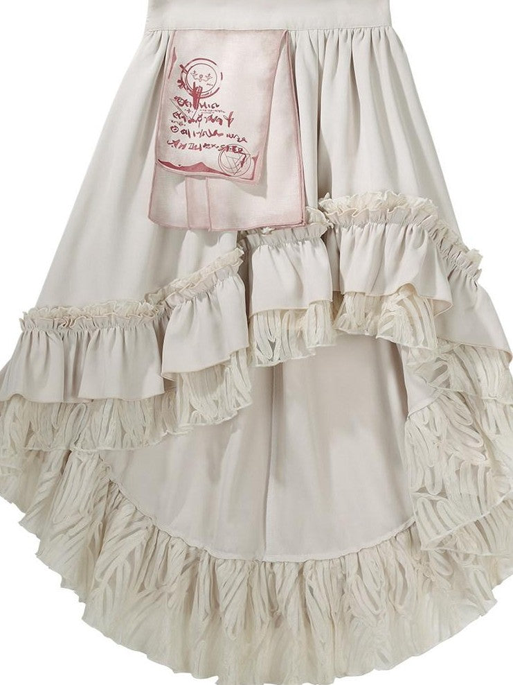 Jing Mu Victorian Gothic Lolita Lapel A Line Waist Corset Women's Skirt Sets