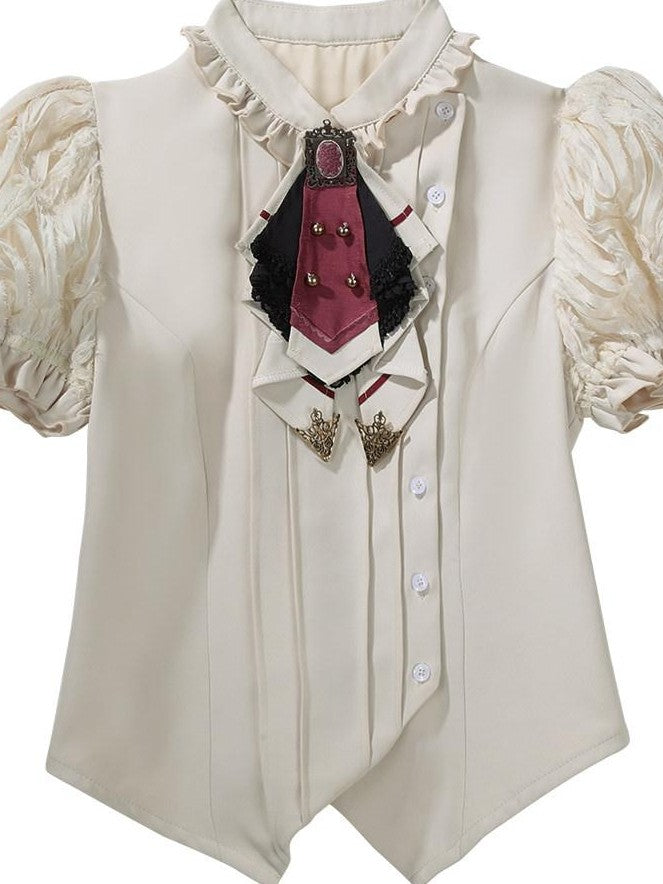 Jing Mu Victorian Gothic Lolita Lapel A Line Waist Corset Women's Skirt Sets