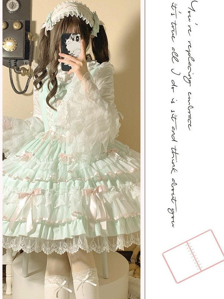 Jing Mu Vintage Doll Lolita Tiered Princess Camisole Women's Jsk / Jumper Skirts