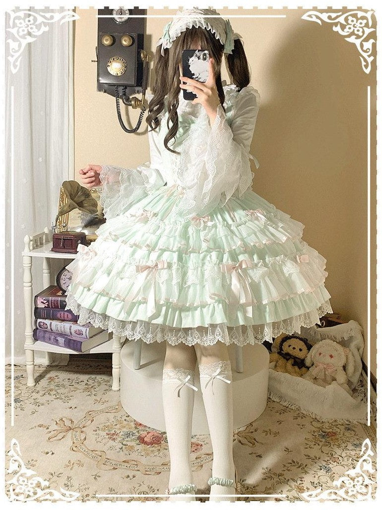 Jing Mu Vintage Doll Lolita Tiered Princess Camisole Women's Jsk / Jumper Skirts