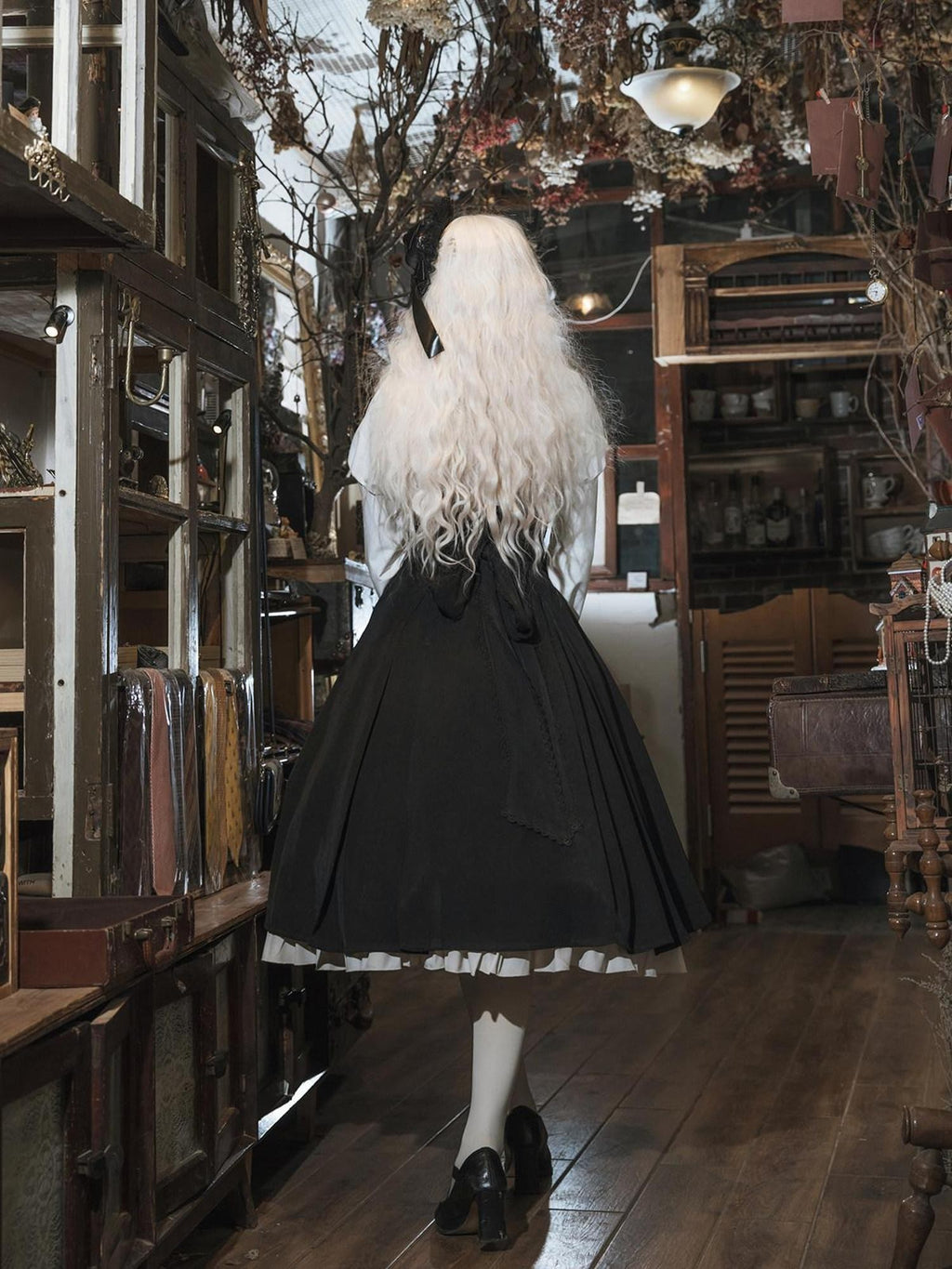 Jing Mu Violin Print Lolita Flared Blouse Pinafore Women's Jsk / Jumper Skirts