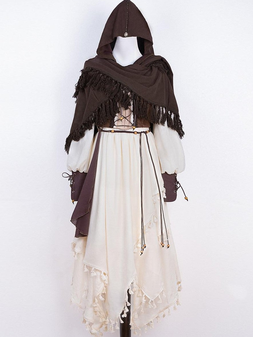 Jing Mu Wandering Witch Cloak Vest Pastoral Wasteland Lolita Women's Long Sleeve Op