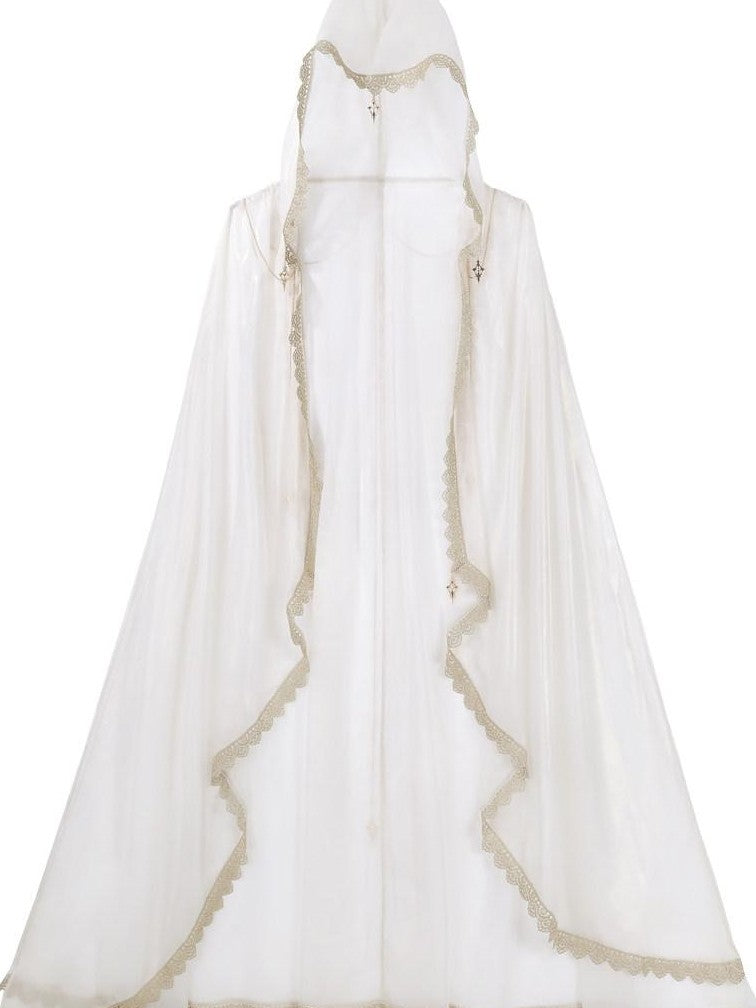 Jing Mu White Ethereal Hanfu Greek Goddess Angelic A Line V-neck Cloak Women's Op Sets