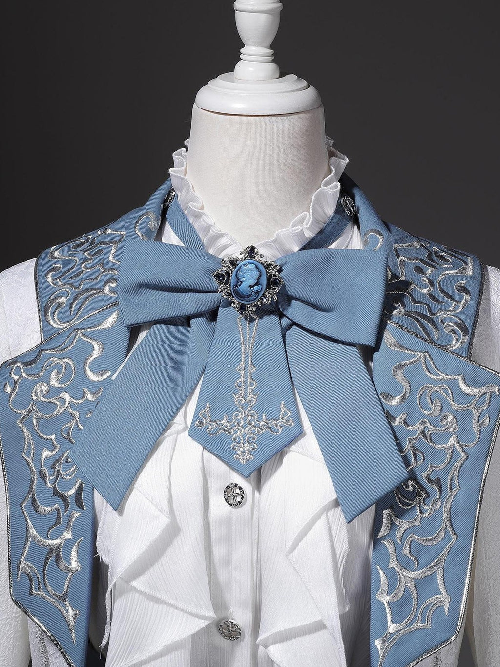 Jing Mu White Moonlit Knight Lolita Tailcoat Shirt Pants Women's Full Coordination Sets