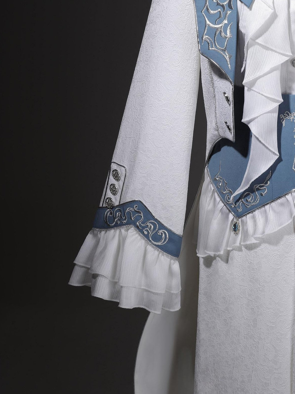 Jing Mu White Moonlit Knight Lolita Tailcoat Shirt Pants Women's Full Coordination Sets