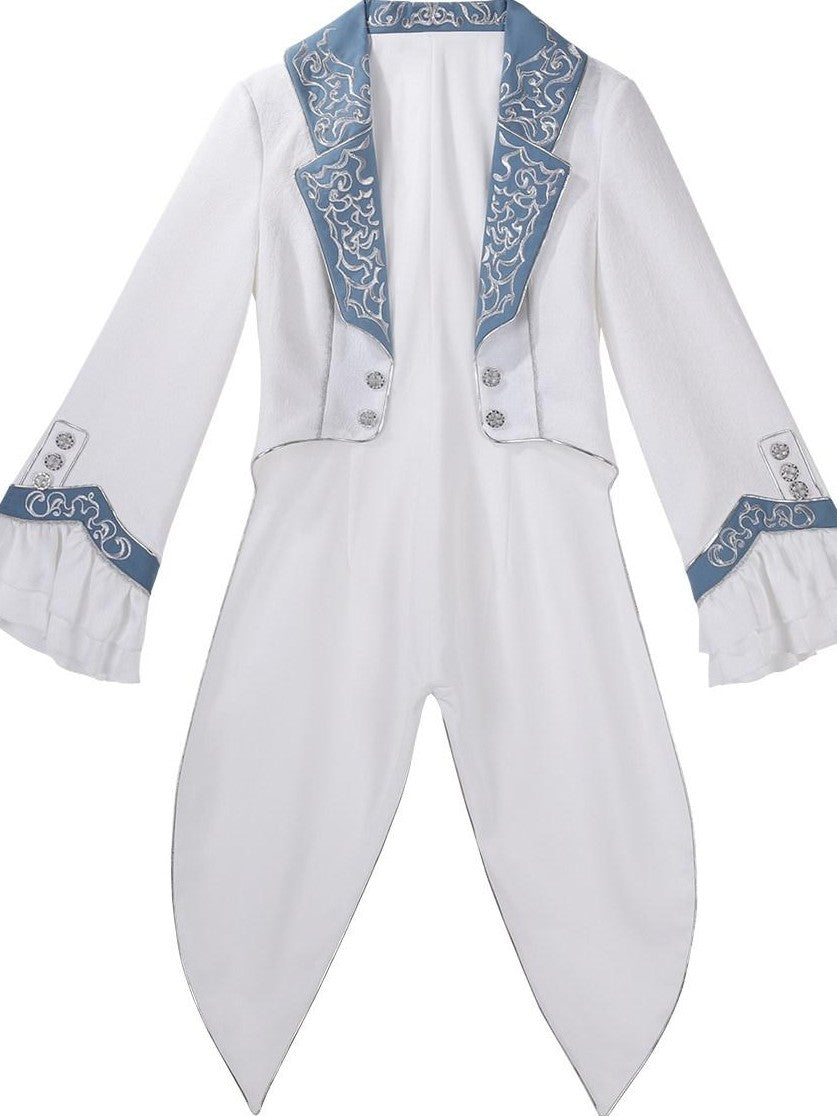 Jing Mu White Moonlit Knight Lolita Tailcoat Shirt Pants Women's Full Coordination Sets