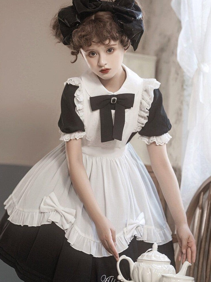 Letter from Unknown Stars Alice Wonderland Lolita Puff Sleeve Apron Women's Polyester Short Sleeve Op