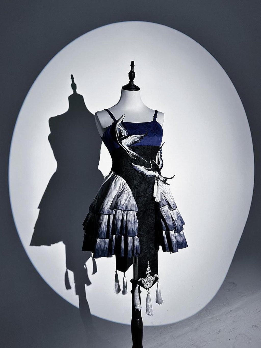 Letter from Unknown Stars Blue Feather Sparrow Chinese Lolita Two Piece Women's Jsk / Jumper Skirts