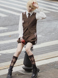 Letter from Unknown Stars Bunny Detective Lolita Shirt Vest Suspender Pants Women's Full Coordination Sets