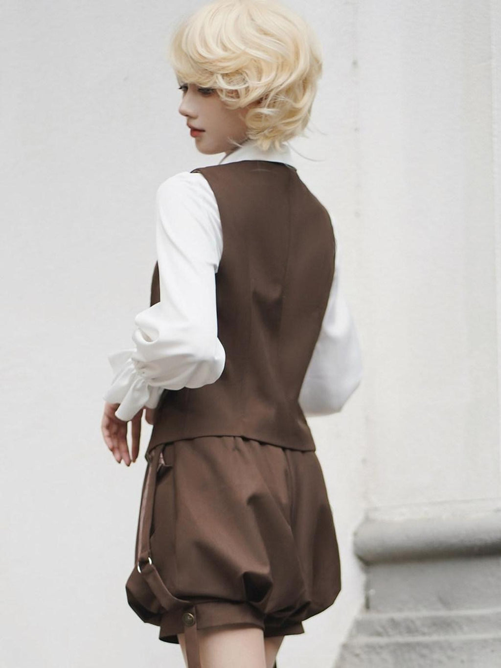 Letter from Unknown Stars Bunny Detective Lolita Shirt Vest Suspender Pants Women's Full Coordination Sets