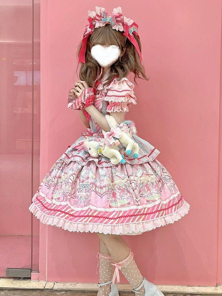 Letter from Unknown Stars Candy Amusement Park Sweet Lolita Suspender Women's Jsk / Jumper Skirts