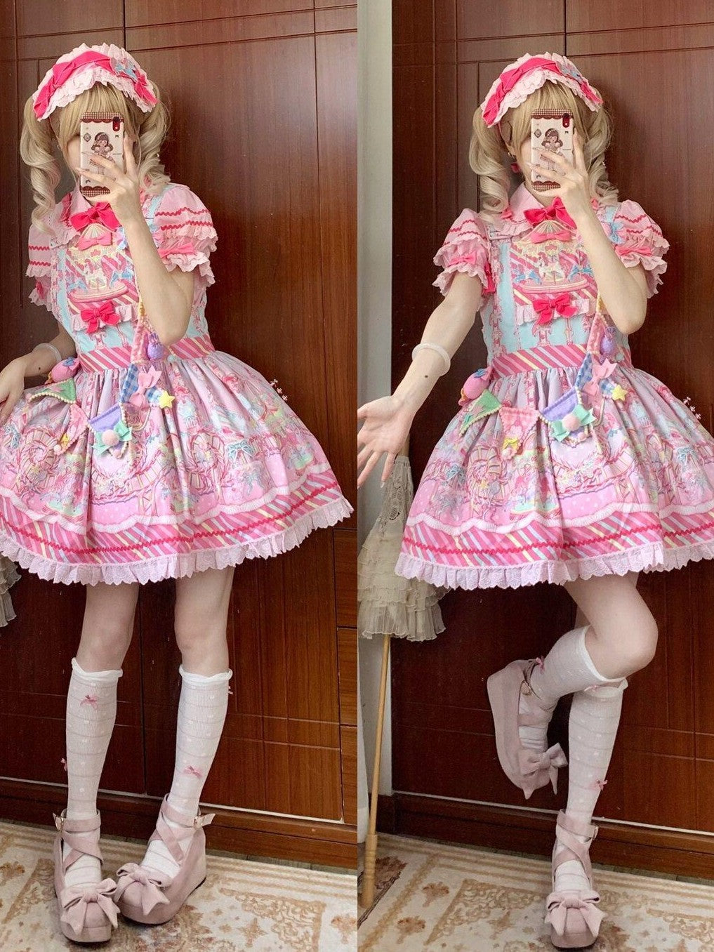 Letter from Unknown Stars Candy Amusement Park Sweet Lolita Suspender Women's Jsk / Jumper Skirts
