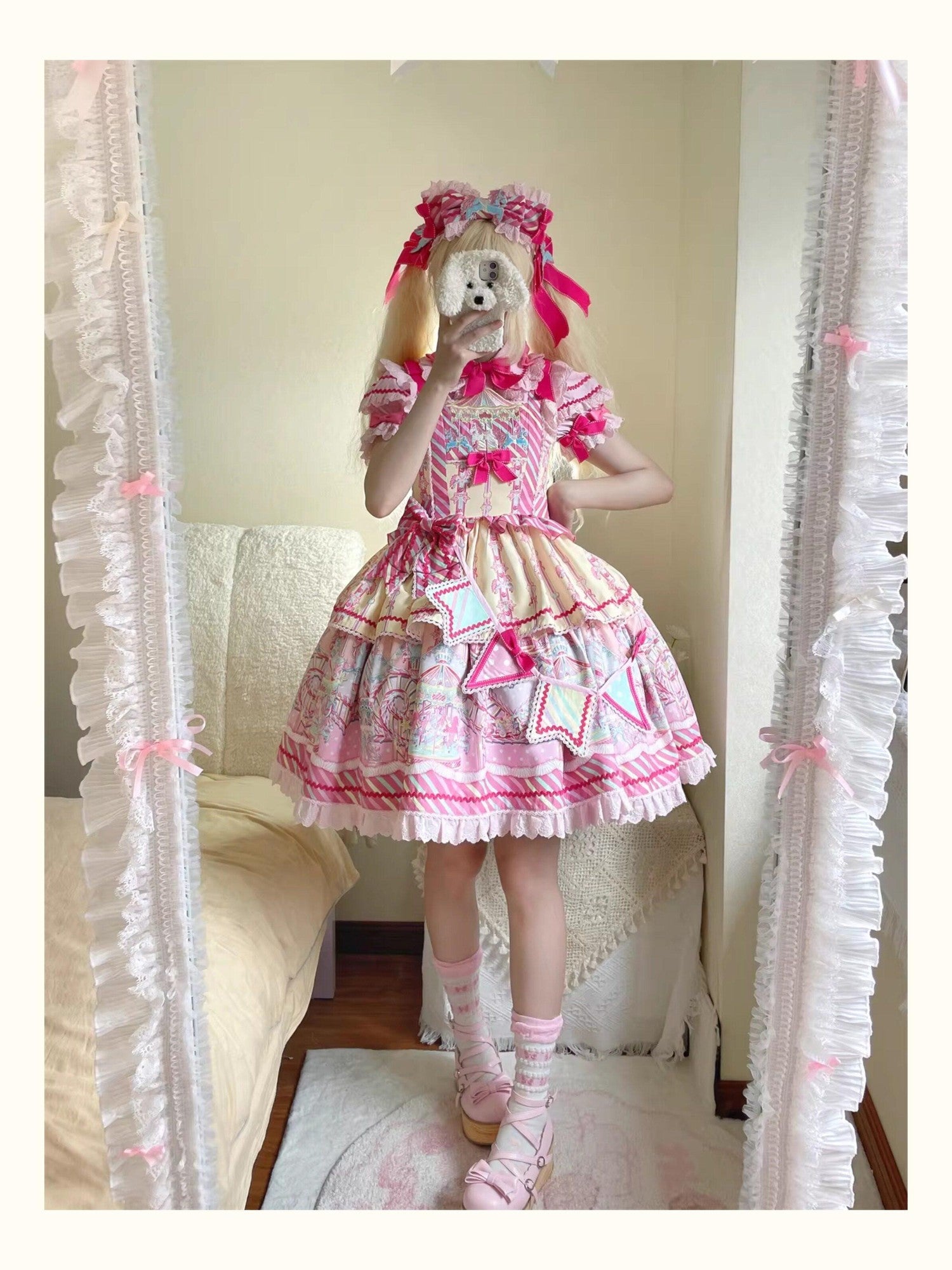 Letter from Unknown Stars Candy Amusement Park Sweet Lolita Suspender Women's Jsk / Jumper Skirts