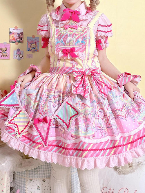 Letter from Unknown Stars Candy Amusement Park Sweet Lolita Suspender Women's Jsk / Jumper Skirts