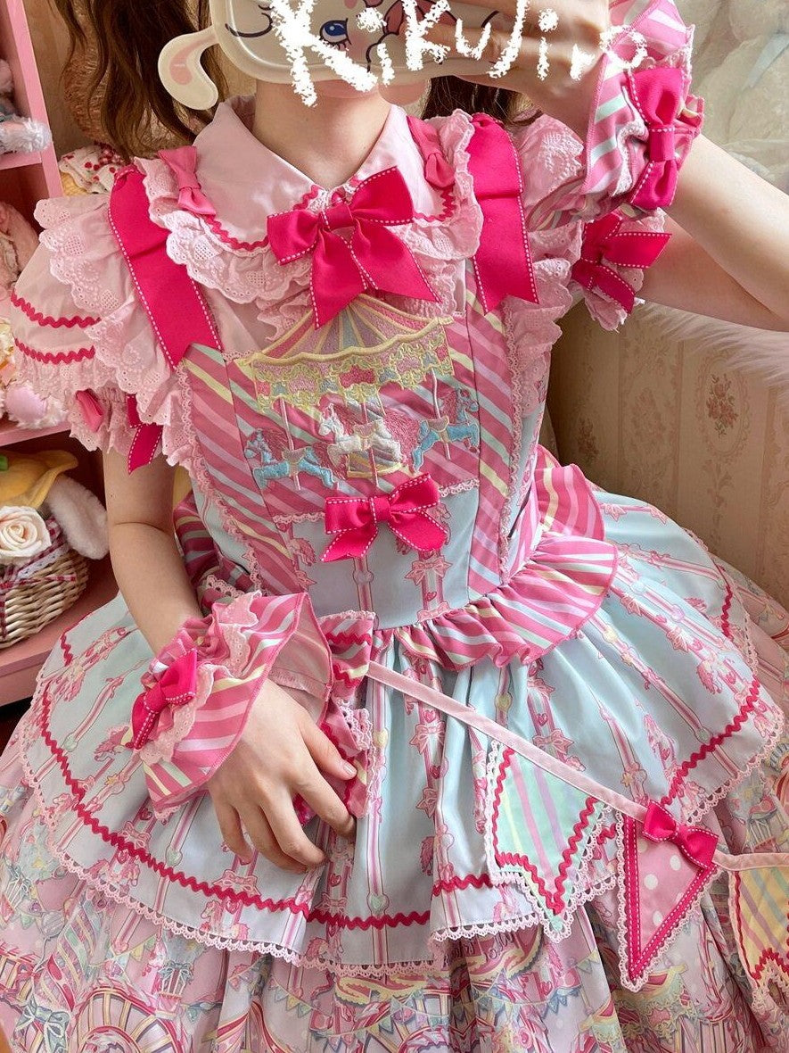 Letter from Unknown Stars Candy Amusement Park Sweet Lolita Suspender Women's Jsk / Jumper Skirts