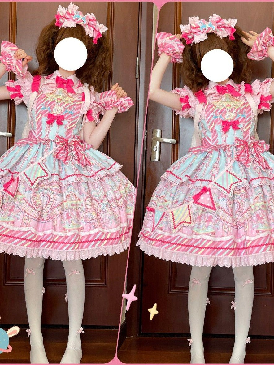 Letter from Unknown Stars Candy Amusement Park Sweet Lolita Suspender Women's Jsk / Jumper Skirts