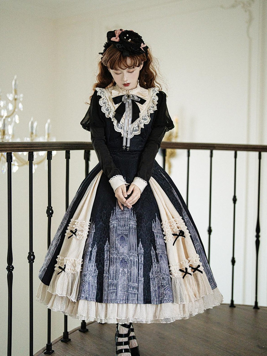 Letter from Unknown Stars Church Bell Motif Lolita Style Women's Elegant Long Sleeve Op