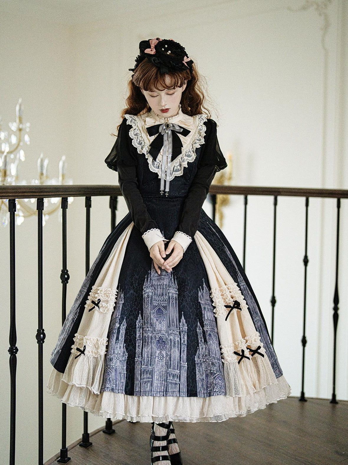 Letter from Unknown Stars Church Bell Motif Lolita Style Women's Elegant Long Sleeve Op