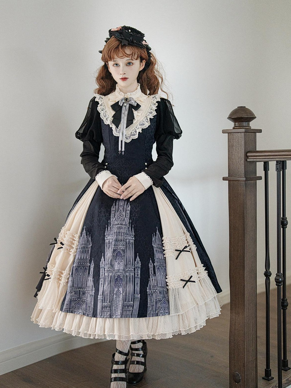 Letter from Unknown Stars Church Bell Motif Lolita Style Women's Elegant Long Sleeve Op